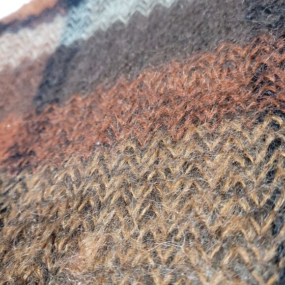 Fuzzy Wool Mohair Knit Cardigan Sweater Paul Harris M Burnt Orange Cobain Grunge - Picture 12 of 16